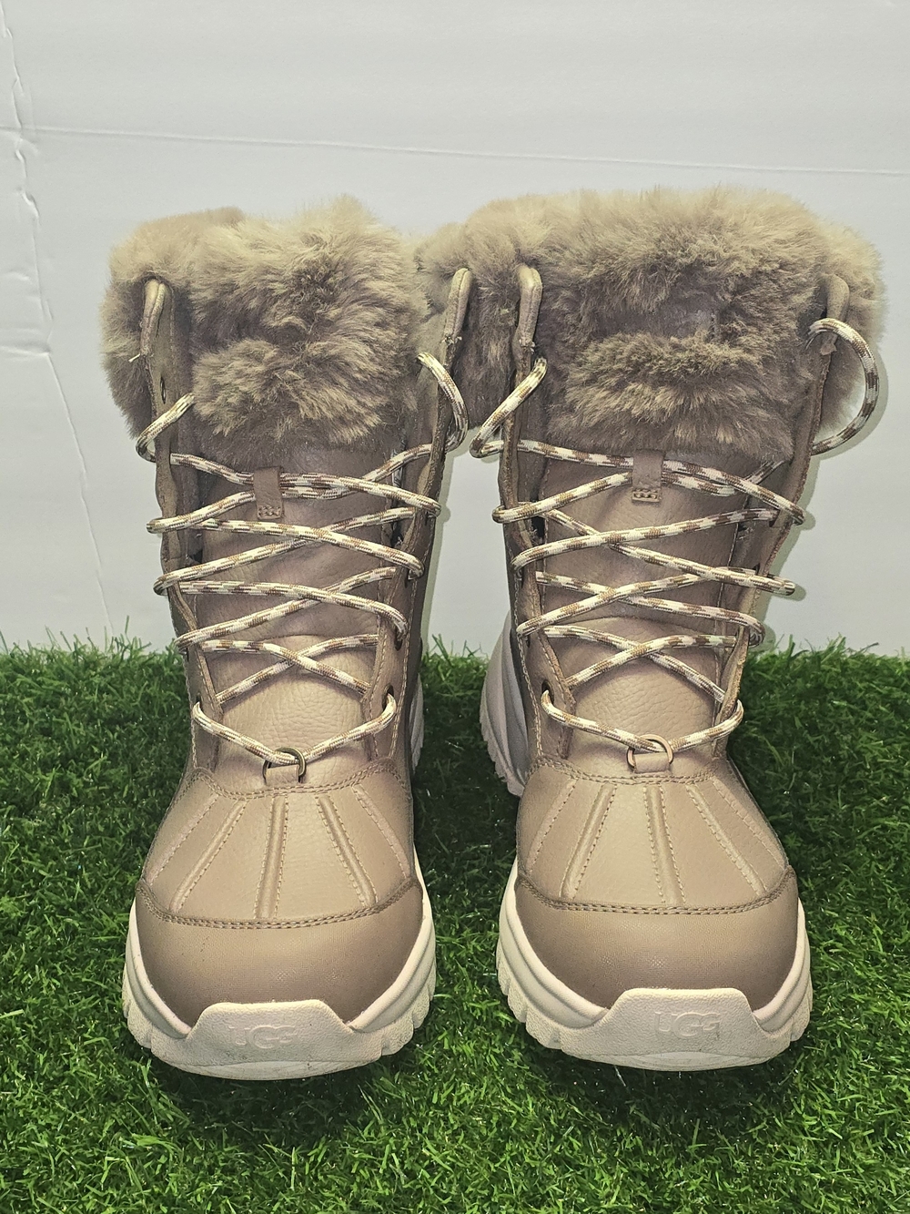 UGG Women's Tan Fur-Trim Snow Boot